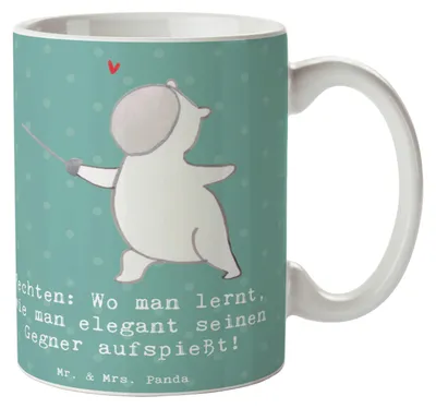 Produktbild von Mr. & Mrs. Panda Tasse Fechten Eleganz - Meeresbrise - Geschenk, Teamsport, Sportler, Becher, Freizeitbeschäftigung, Disziplin, Trinkbecher, Sportart, Keramiktasse