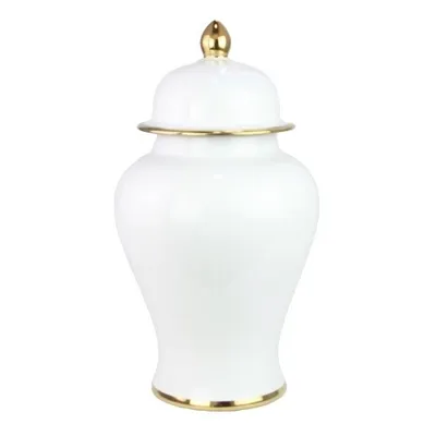 Zdjęcie produktu dla Fine Asianliving Chiński Wazon z Pokrywką Porcelanowy Biały Ręcznie Wykonany D25xH46cm Wazon Dekoracyjny Wazon Kwiatowy Orientalny Wazon Ceramiczny Wazon Dekoracyjny Nowoczesny Wazon Dekoracyjny Na Stół