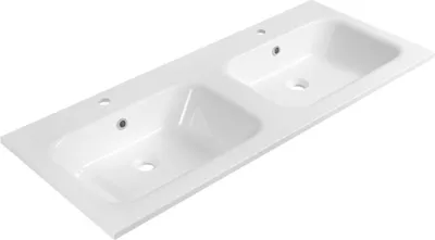 Produktbild von ARECA Gussmarmor-Doppelwaschtisch, 121x51,5cm, Weiß