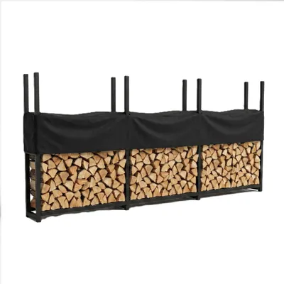 Produktbild von Coemo Brennholz Regal Hans Kaminholzregal mit Abdeckplane Metall 3 Segmente 25 x 335 x 115 cm