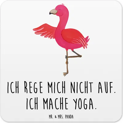 Produktbild von Mr. & Mrs. Panda Tassenuntersetzer Flamingo Yoga 10er Set - Weiß - Geschenk, Baum, Yogi, Tischuntersetzer, Glas-Untersetzer, Untersetzer Tassen, Namaste, Aufgeregt