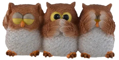 3 Uilfiguren Nichts hören, sehen, sagen 13 cm