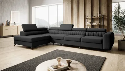 Produktbild von FURMEB24 ECKSOFA PRAGA MAXI mit schlaffunktion links 350 x 203 cm SCHWARZ