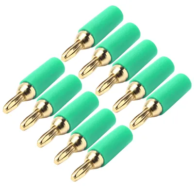 Produktbild von 10 Stück Bananenstecker 2,5 mm vergoldetes Messing, Löttyp, Stecker, Zubehör-Set, grün