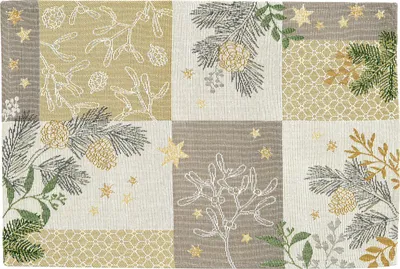 Produktbild von Sander - Gobelin Tischset - Belle Patch - 32 x 48cm - Mispel, Tanne, Sterne - Farbe: 27 - taupe, grün, gold