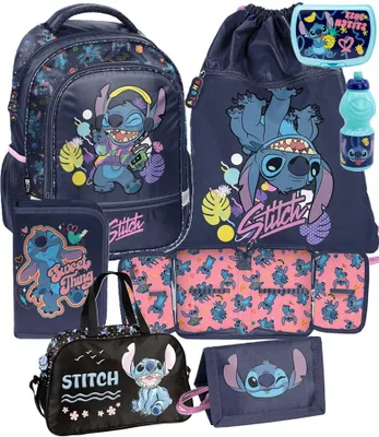 Immagine prodotto di Set da scuola Lilo e Stitch da 7 pezzi: zaino, astuccio, borsa da palestra, borraccia, contenitore per il pranzo, borsa sportiva, portadocumenti. Zaino STITCH per bambine