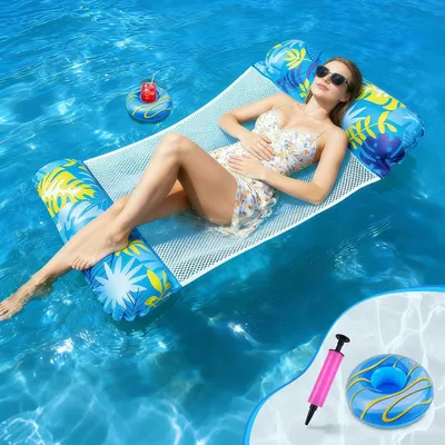 Produktbild von Wassermatte 2 Stück, 4-in-1, Getränkehalter, Luftmatratze, für Schwimmbad