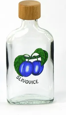 Obrázek produktu pro Láhev sklo 200ml PLACKA s dřevěným víčkem ŠVESTKA