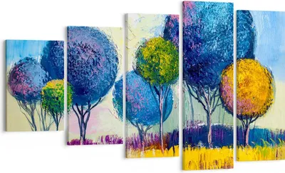 Produktbild von Bild auf Leinwand - Leinwandbild - Bäume Wiese Sommer - 100x60cm - Wand Bild - Wanddeko - Leinwanddruck - Bilder - Kunstdruck - Wanddekoration - Leinwand bilder - Wandkunst - EG100x60-4056