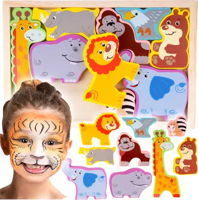 Image de MalPlay Puzzle Animaux du zoo en bois Jouets éducatifs Zoo Puzzle en bois pour les jeunes enfants de 3 ans et plus