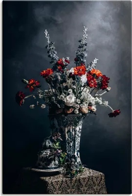 Produktbild von ARTland Leinwandbild Mohnblumen Stilleben Größe: 60x90 cm