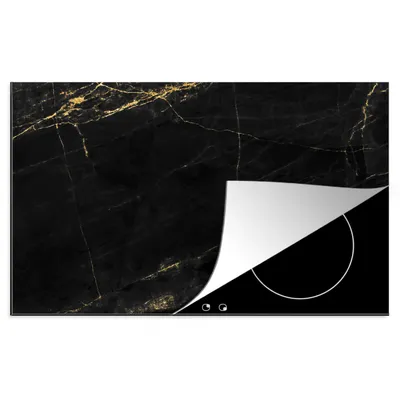 Obrázok produktu pre MuchoWow® Krycia doska sporáka - Indukčná ochrana - 80x52cm Mramor - Čierna - Zlatá - Elegantný - Mramorový vzhľad - Dizajn - Kryt na sporák z vinylu