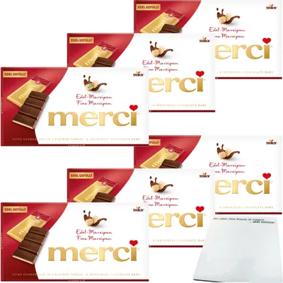 Produktbild von Merci Tafelschokolade Edel Marzipan 6er Pack (6x112g Packung) + usy Block