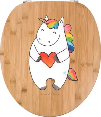 Produktbild von Mr. & Mrs. Panda WC Sitz Einhorn Herz - Transparent - Geschenk, bambus, Deko, Einhörner, klo deckel, Bunt, WC-Sitz, Witzig, Brille, Lustig
