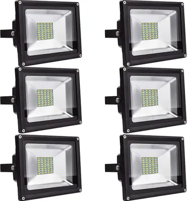 Immagine prodotto di Greenmigo Set da 6 faretti LED da 30 W per esterni, IP65, impermeabili, luce bianca calda