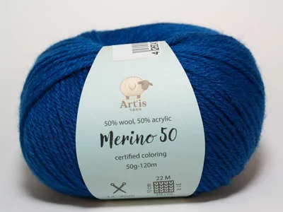Produktbild von Merino 50 Art'is Yarn 50% Wolle, 50%.Polyacryl | e Farben (3 leuchtendes blau)