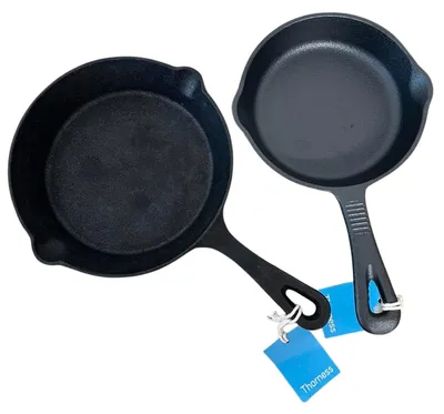 Gusseisen-Bratpfannen-Set 20 cm + 15 cm, ofenfest