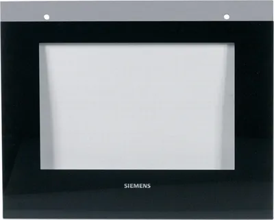 A product shot of a Siemens oven door window.