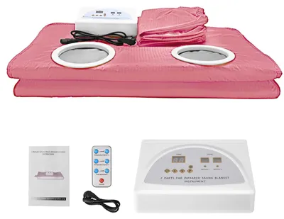 Obrázok produktu pre Prenosná sauna s rukávmi - Infračervená vyhrievacia podložka - Elektrická - 220 V - S vláknami - 180 x 80 cm - Ružová