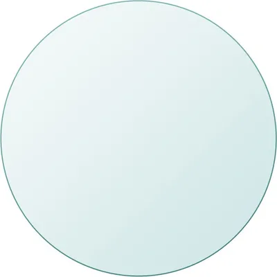 A round glass tabletop on a white background.