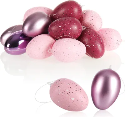 Produktbild von com-four® 18x Ostereier zum Aufhängen - gesprenkelte Osterdeko in tollen Farben - Deko Ostereier - Größe: 7 cm