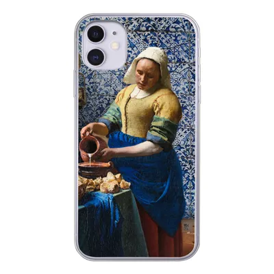Produktbild von MuchoWow® Handyhülle Schutzhülle Hülle für iPhone 11 Milchmädchen - Delfter Blau - Vermeer - Gemälde - Alte Meister Silikon Softcase Handy Hülle - Handytasche