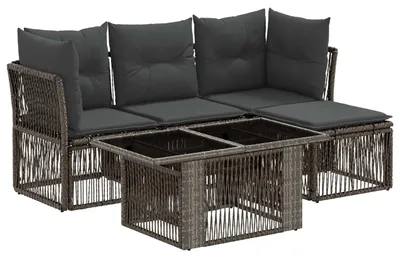 Produktbild von vidaXL Gartensofa-set 5 stk. Grau Poly-Rattan