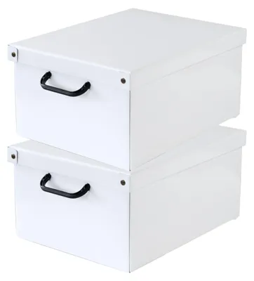 2 Aufbewahrungsboxen mit Deckel, 32x42x21 cm, mittelgroß, weiß