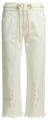 Image de Isabel Marant jean femme blanc en coton à finitions frangées - 36