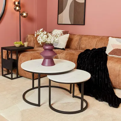 Productafbeelding van StarFurn Salontafel Nova Set van 2 Rond Wit Marmer