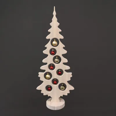 Produktbild von Christbaumschmuck auf Sockel mit Kugeln, weiß 75 x 30 cm, tschechisches Produkt