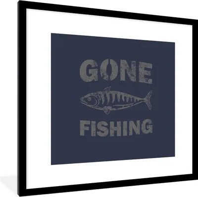 Produktbild von MuchoWow® MuchoWow® Gerahmtes Poster Jahrgang - Fisch - Text 40x40 cm - Poster mit zchwarzem Bilderrahmen - Poster - Plakat im Rahmen
