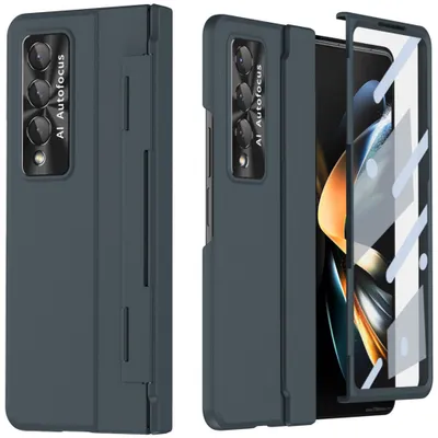 Immagine prodotto di Custodia per Samsung Galaxy Z Fold 4 5G, sottile custodia rigida per PC con protezione della cerniera e protezione dello schermo verde