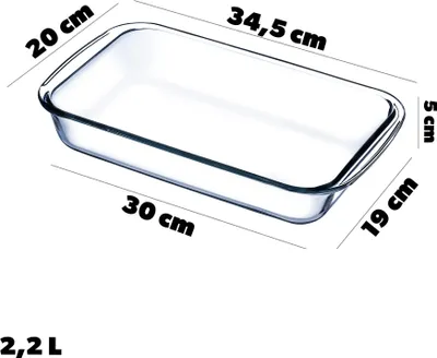 Obrázek produktu pro Sada zapékacích misek – obdélníkové pekáče – sklo – 4 kusy – 1 l, 1,5 l, 2,2 l, 3 l