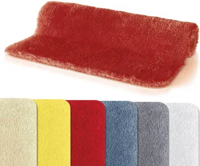 Produktbild von Spirella Badteppich Badvorleger Duschvorleger Fino Supersoft Hochflor waschbar, rutschfest Badematte 70x120 cm – Rot