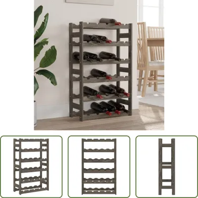 Image de The Living Store Casier à vin pour 30 bouteilles Gris Pin massif