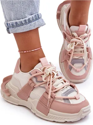 Produktbild von Damenmodische Schnürschuhe Sportlich Beige-Rosa Chillout! 39