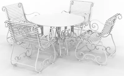 Produktbild von Casa Padrino Jugendstil Schmiedeeisen Gartenmöbel Set - Verschiedene Farben - 1 Runder Gartentisch & 4 Gartenstühle mit Armlehnen - Jugendstil Schmiedeeisen Garten & Terrassen Möbel
