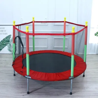 Obrázok produktu pre Mini trampolína – fitness trampolína pre deti – s bezpečnostnou sieťou – na vnútorné použitie – nosnosť 100 kg – červená