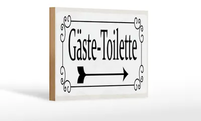 Produktbild von Holzschild Hinweis 18x12 cm Gäste-Toilette rechts Pfeil Dekoration