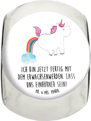 Produktbild von Mr. & Mrs. Panda Kaffeedose Einhorn Pupsen L 870ml - Weiß - Geschenk, Aufbewahrungsdose, Unicorn, Vorratsdose Glas, Regenbogen, Freundin, Lustig, Spaß, aufbewahrungsglas