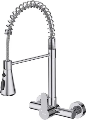 Obrázek produktu pro Nástěnná kuchyňská baterie z nerezové oceli, 3 výtoky, otočná o 360°, chrom