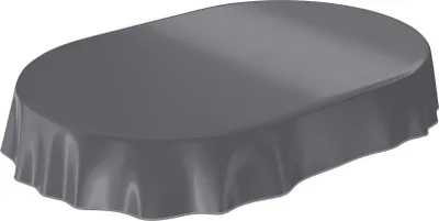Produktbild von Tischdecke Wachstuch PVC abwaschbar Einfarbig Anthrazit Oval 200x140cm Band