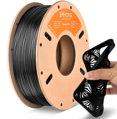 Zdjęcie produktu dla ERYONE, filament TPU 1.75mm, filament do drukarki 3D, elastyczny, miękki filament TPU, TPU 95A, dokładność wymiarowa +/- 0,03 mm, 1 kg, 1 rolka, kolor: czarny