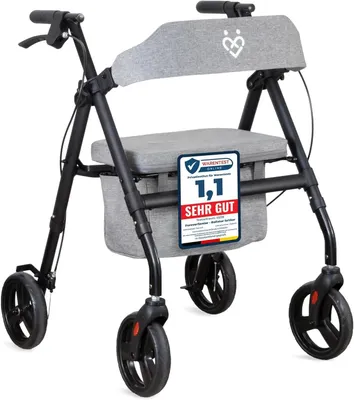 Produktbild von ForeverSenior Komfort Rollator faltbar mit Sitz - Stabiler Stahlrahmen - 9kg