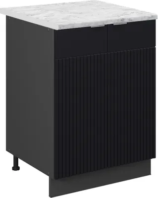 Produktbild von Küchenunterschrank Vicco Fame-Line Schwarz gestreift 60 cm , AP Marmor, Model 50641