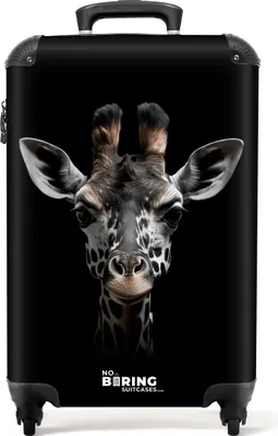 Produktbild von NoBoringSuitcases.com Handgepäck Koffer 55x40x20 cm, Tiere auf schwarzem Hintergrund: Giraffe, 36L