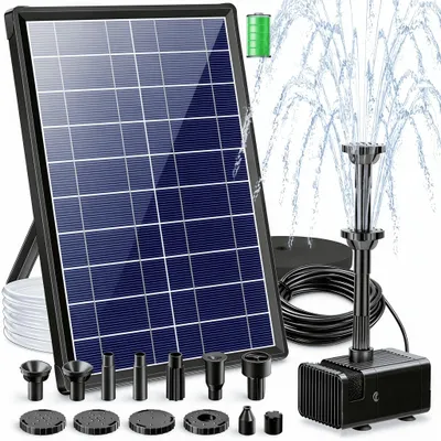 Image de Fontaine solaire, fontaine avec batterie, pompe solaire pour bassin de 7,5W