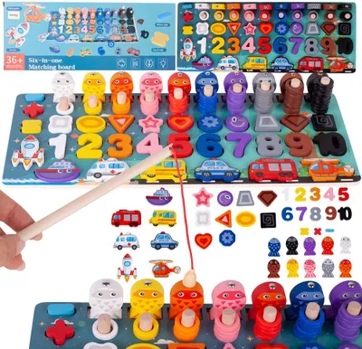 Obrázok produktu pre Drevená vzdelávacia hračka Malplay na učenie počítania. Puzzle hra, Montesorri puzzle 6v1 Pre deti od 3 rokov