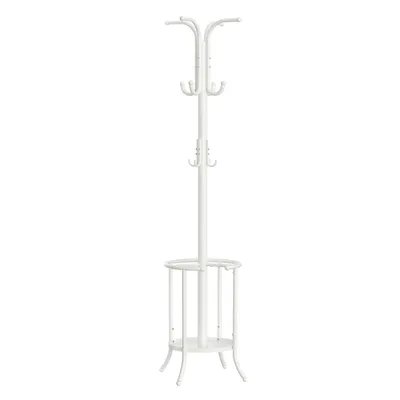 Produktbild von SONGMICS Kleiderständer freistehend, mit Regenschirmständer, 12 Haken, Metall, 175 cm hoch, für Flur, Wohnzimmer, Schlafzimmer, perlweiß